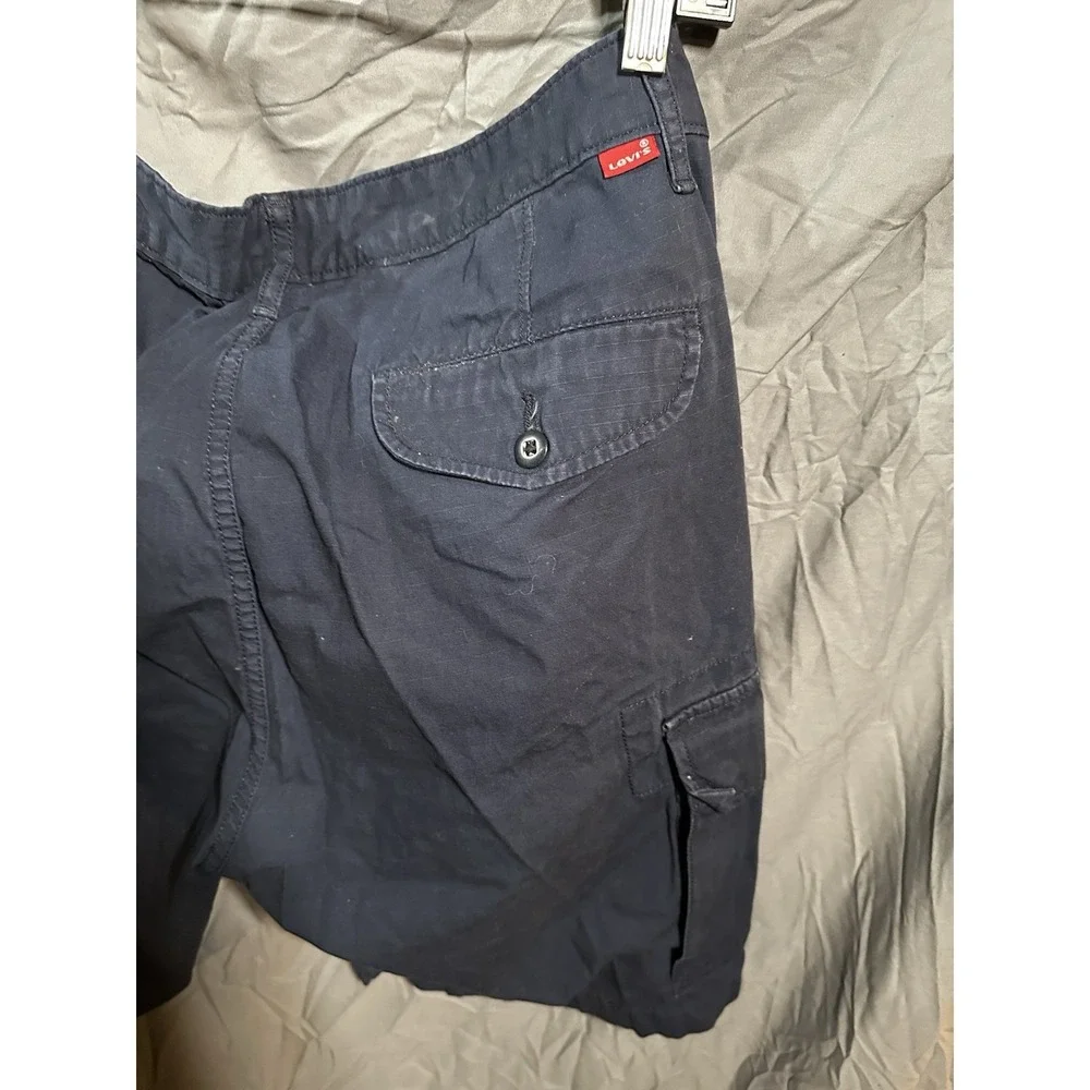 Levis Mens Navy Blue Ripstop Cargo Shorts Cotton Casual Outdoor 6-Pocket
